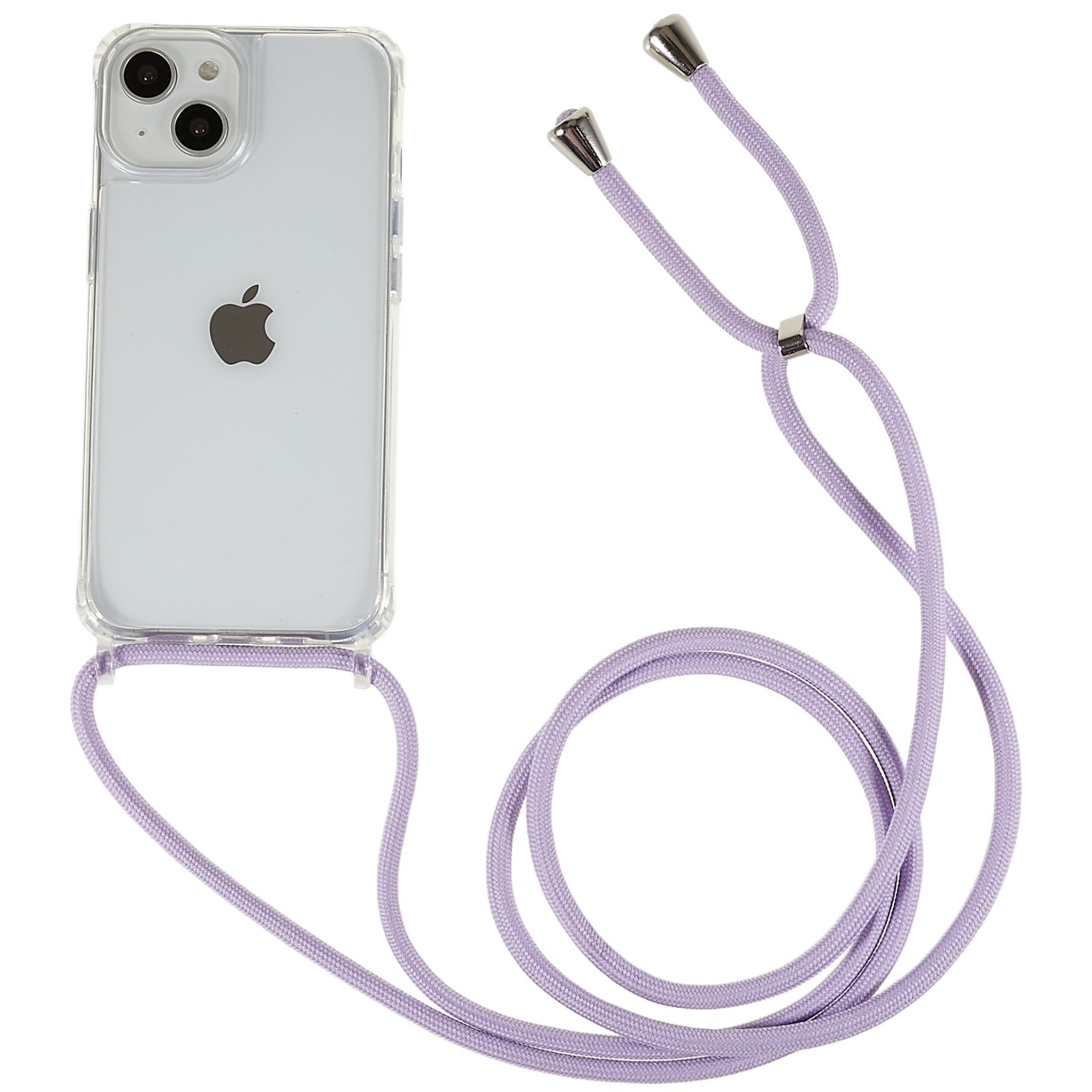 Back Case for iPhone 14 Plus, Clear TPU+Acrylic Shock-absorbing Phone Cover with Lanyard - White Back Case for iPhone 14 Plus, Clear TPU+Acrylic Shock-absorbing Phone Cover with Lanyard - White